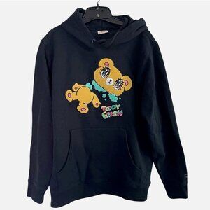 BNWT Teddy Fresh x Yurie Sekiya Black Chenille Hoodie, Size XS
